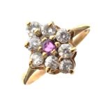 9ct gold marquise shaped cluster ring