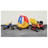 Early Learning Centre toddlers plastic car, together with a pedal digger and bike (3)
