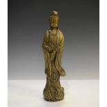 Chinese polished bronze figure of Kwanyin (Guanyin)