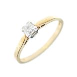 9ct gold Princess cut single stone diamond ring