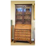 George III mahogany bureau bookcase