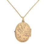 9ct gold oval locket and chain