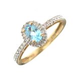 9ct gold blue topaz and diamond ring