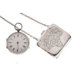 Victorian silver cased watch-form pedometer together with a silver coin case / purse,