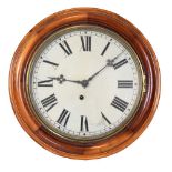 20th Century fruitwood cases circular wall clock