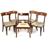 Set of four bar back chairs together with a later carver