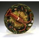 Portuguese majolica Palissy style lobster dish