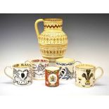 Four Richard Guyatt Wedgwood mugs, etc.