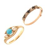 9ct gold turquoise and cultured pearl ring
