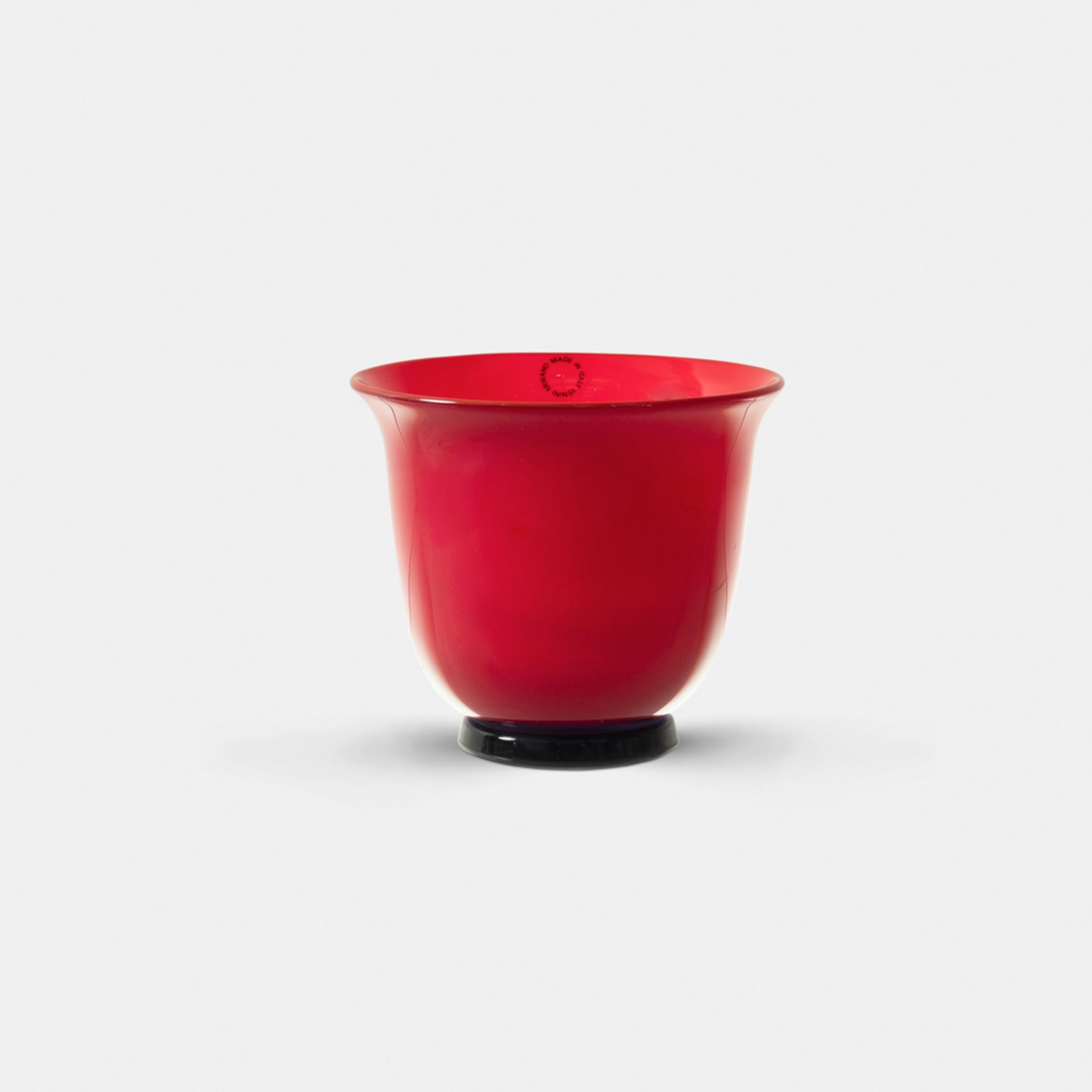 Venini, red opanile glass cup Murano, 1989 11,5x13 cm.