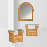 Vivai del Sud Italy, 1970s 52x65x40 cm. (bedside tables) - 92x80 cm. (mirror)