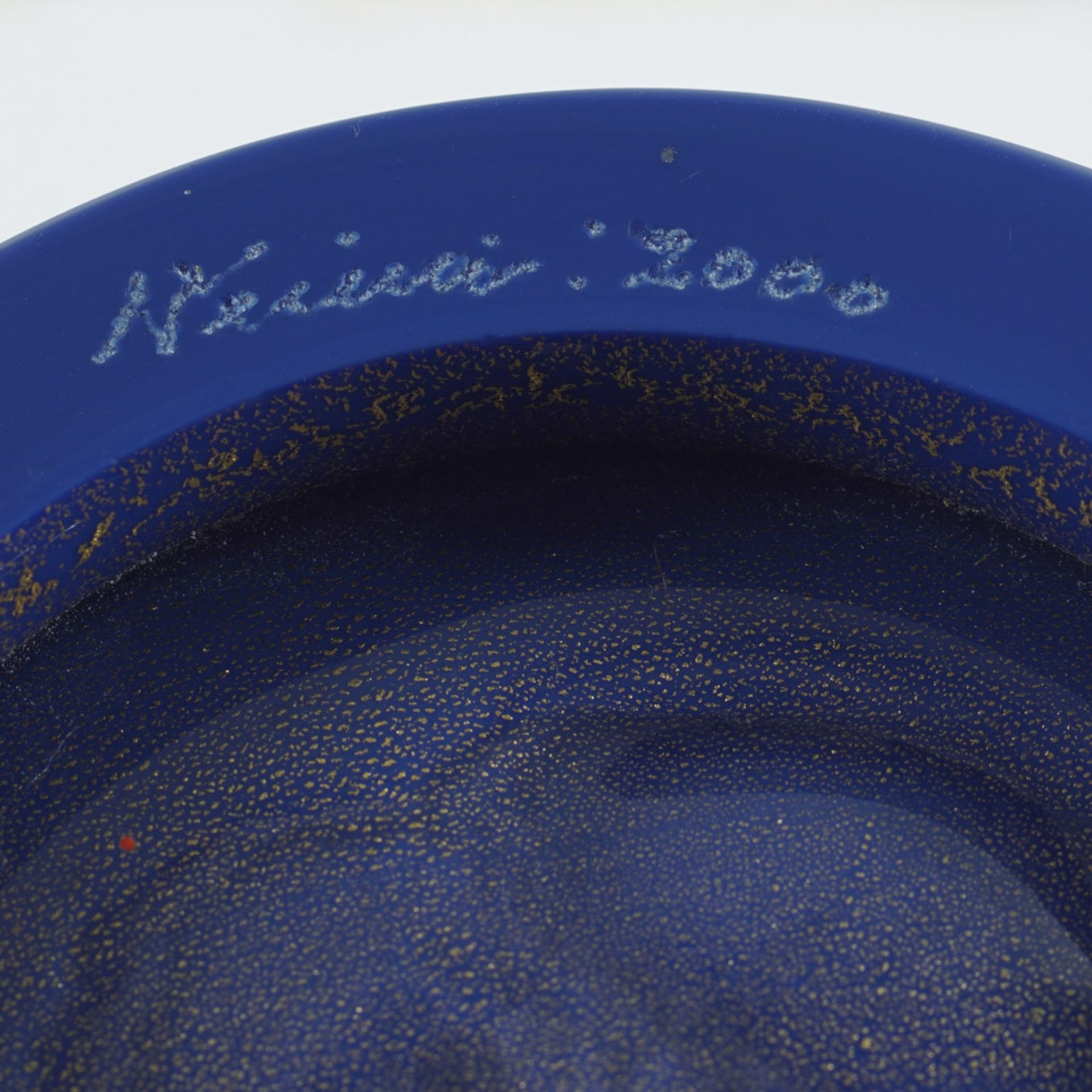 Venini, opaline blue glass vase Murano, 2000 h. 30 cm. - Bild 2 aus 2