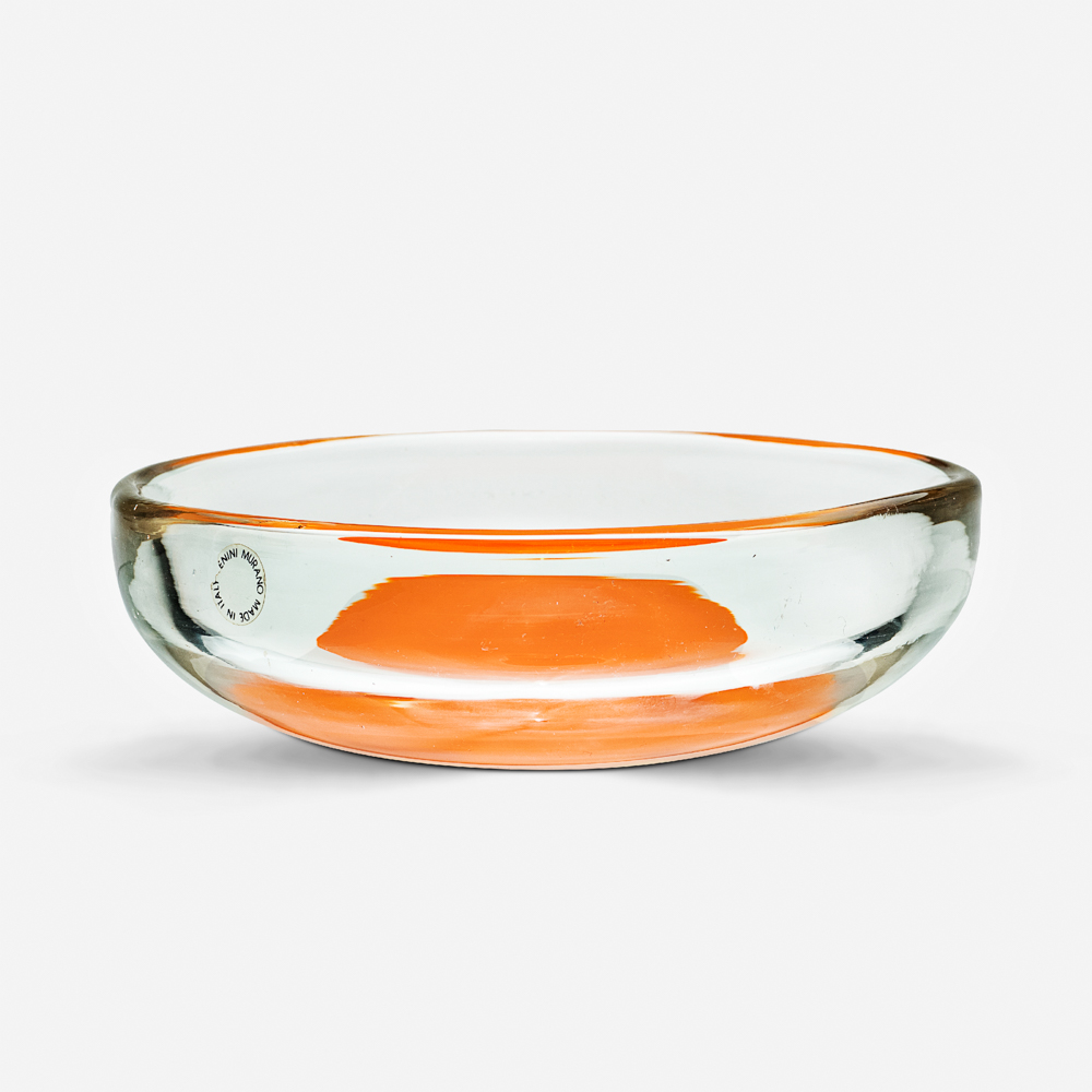 Venini, transparent glass coin tray Murano, 1985 6x18,5x18,5 cm.