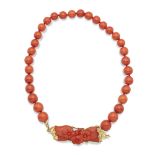 Red coral necklace weight 85,2 gr.
