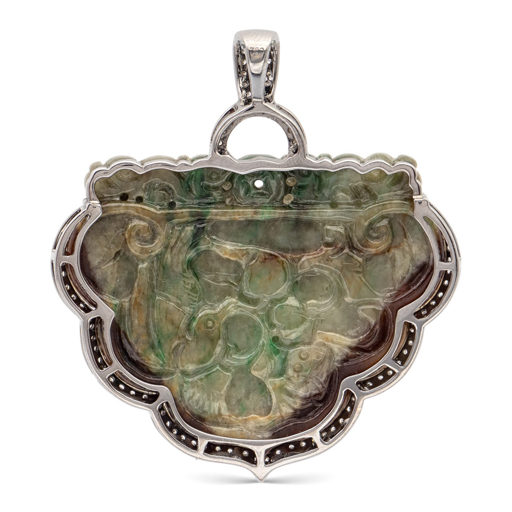 Inlaid Jade pendant amulet weight 33,3 gr. - Image 2 of 2