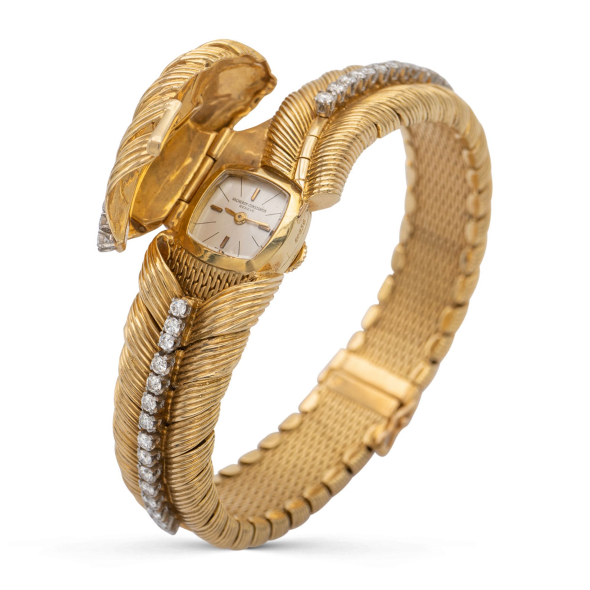 Vacheron & Constantin, 18kt yellow gold and diamond watch bracelet French marks, 1950/60s weight 69,