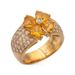 Sabbadini, 18kt yellow gold with yellow sapphires and diamonds Milan weight 7,5 gr