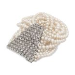 11 strands of freshwater pearls bracelet weight 76 gr.
