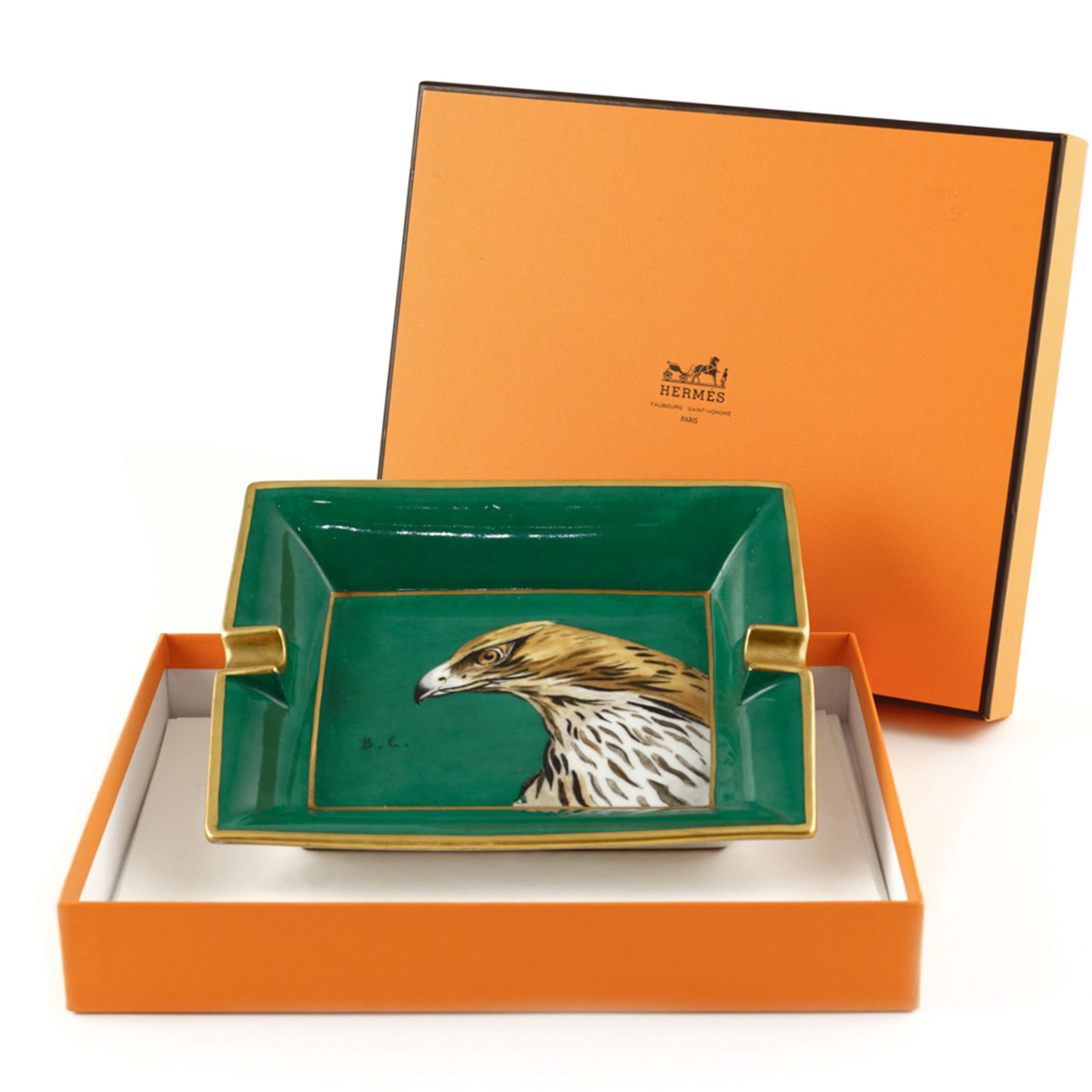 Hermès, Limoges porcelain ashtray 19x16x4 cm. - Image 2 of 4