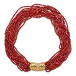 Red coral torchon necklace weight 107,5 gr.