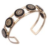 12kt rose gold and micromosaic cuff bracelet early 20th century weight 23,4 gr.