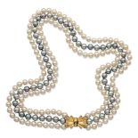 Three strands of cultured pearls necklace weight 170,5 gr.