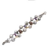 18kt three color gold, Tahiti pearls and diamond bracelet weight 70,8 gr