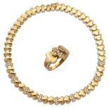 18kt yellow gold and diamond clover parure eight 69 gr.