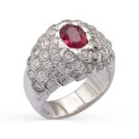 18kt white gold and natural ruby ct 1,14 ring weight 13,7 gr.