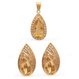 18kt yellow gold lobe earrings and ensuite pendant weight 25,8 gr