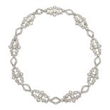 18kt white gold and diamond collier convertible into three bracelets 1940/50s weight 123 gr.
