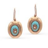 12kt rose gold and turquoise earrings weight 11,3 gr.