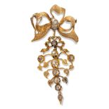 18kt yellow gold and diamond roses pendant ribbon brooch early 20th Century weight 11 gr.