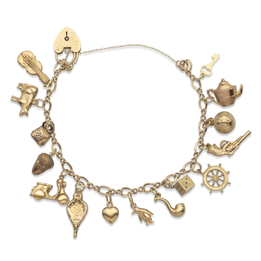 18kt yellow gold charms bracelet early 20th century weight 14 gr.