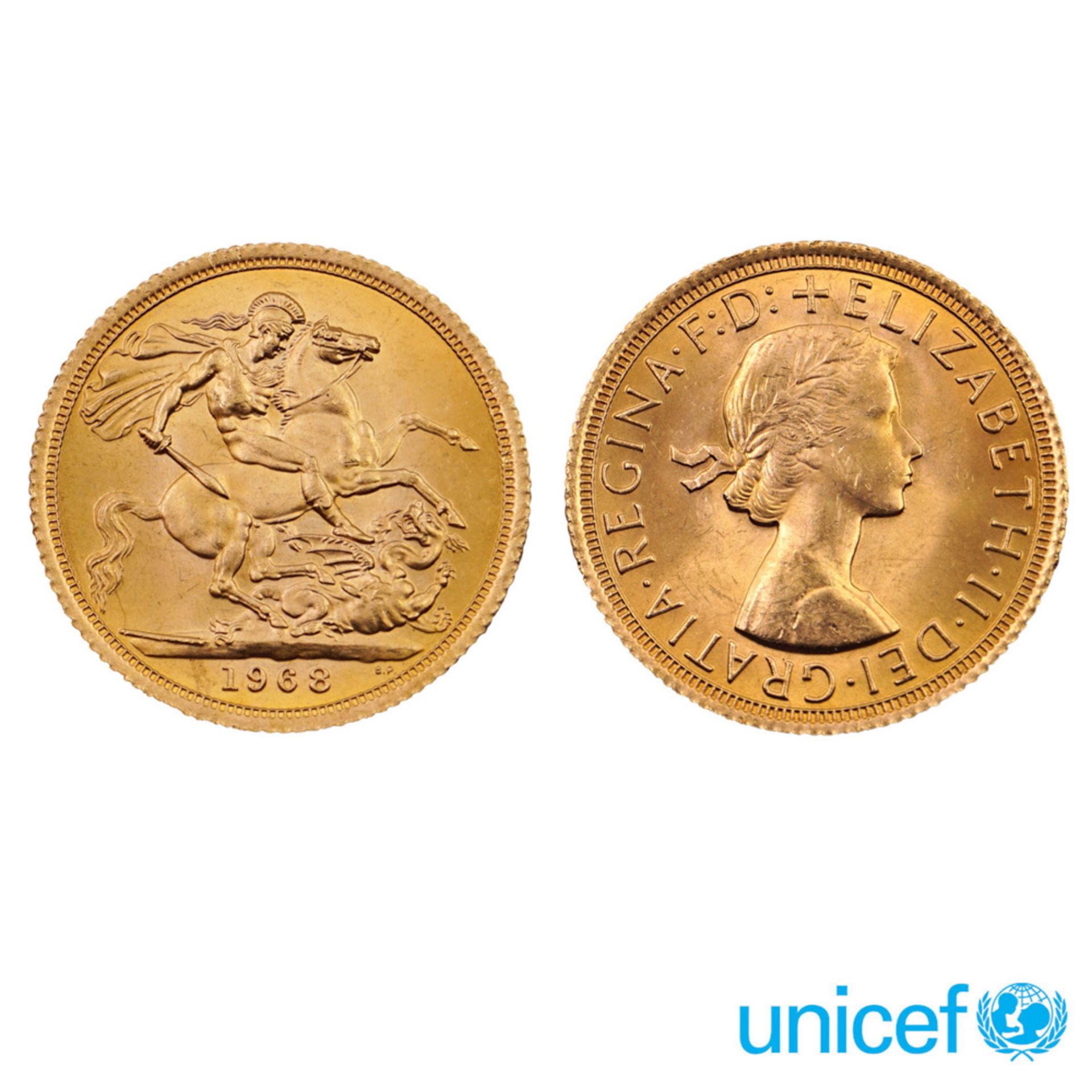10 Gold Sovereign coins England, 1968 weight 80 gr. circa