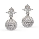 18kt white gold and diamond pendant earrings weight 20 gr.