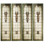 Four artistic glass windows France, 19th-20th century 189x52 cm. each