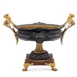 Burnished and gilt bronze stand France, 19th-20th century 26x35x28 cm.