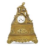 Gilt metal mantel clock France, 19th- 20th century 44x32,5x12 cm.