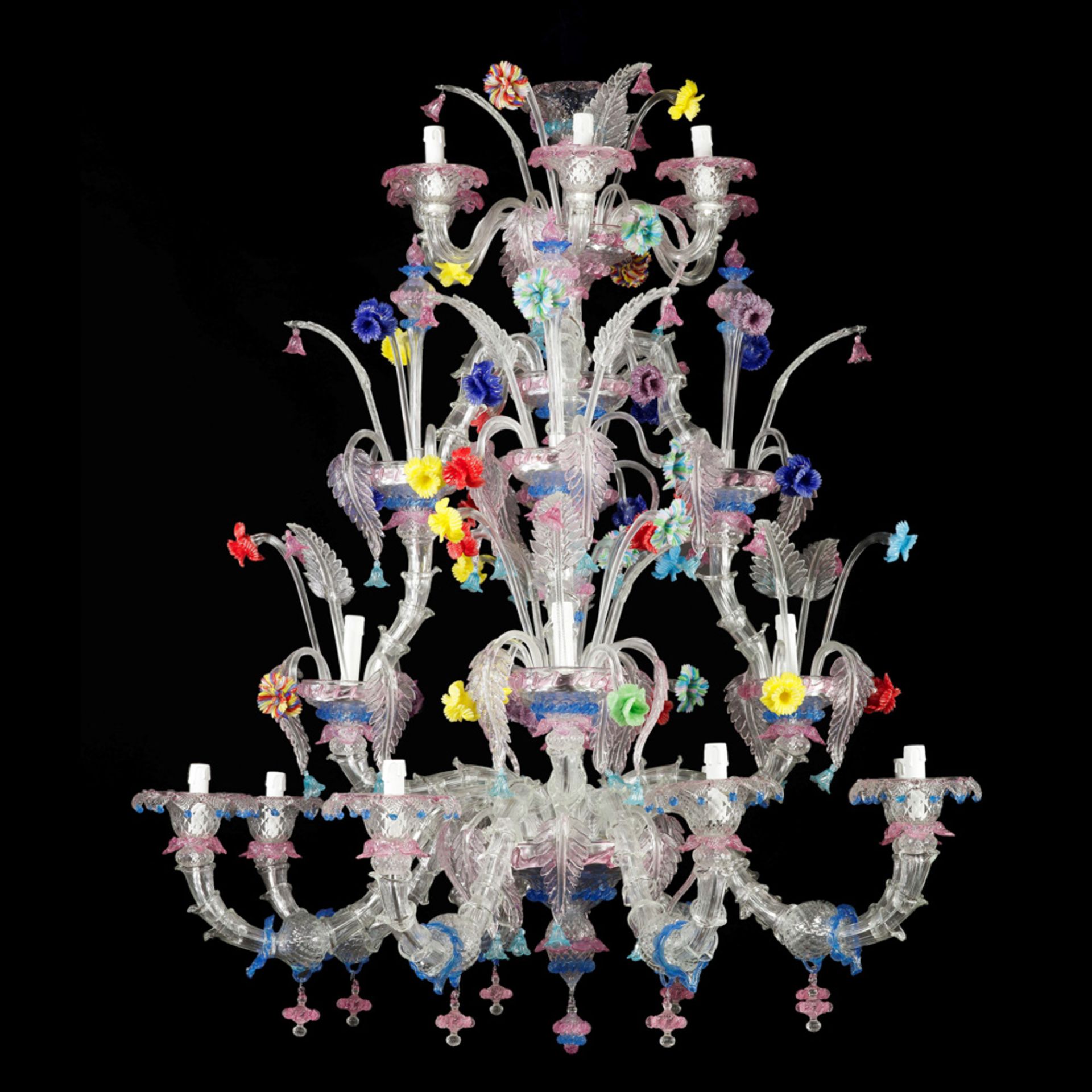 Rezzonico 20-lights chandelier Murano, 20th century 175x140 cm.