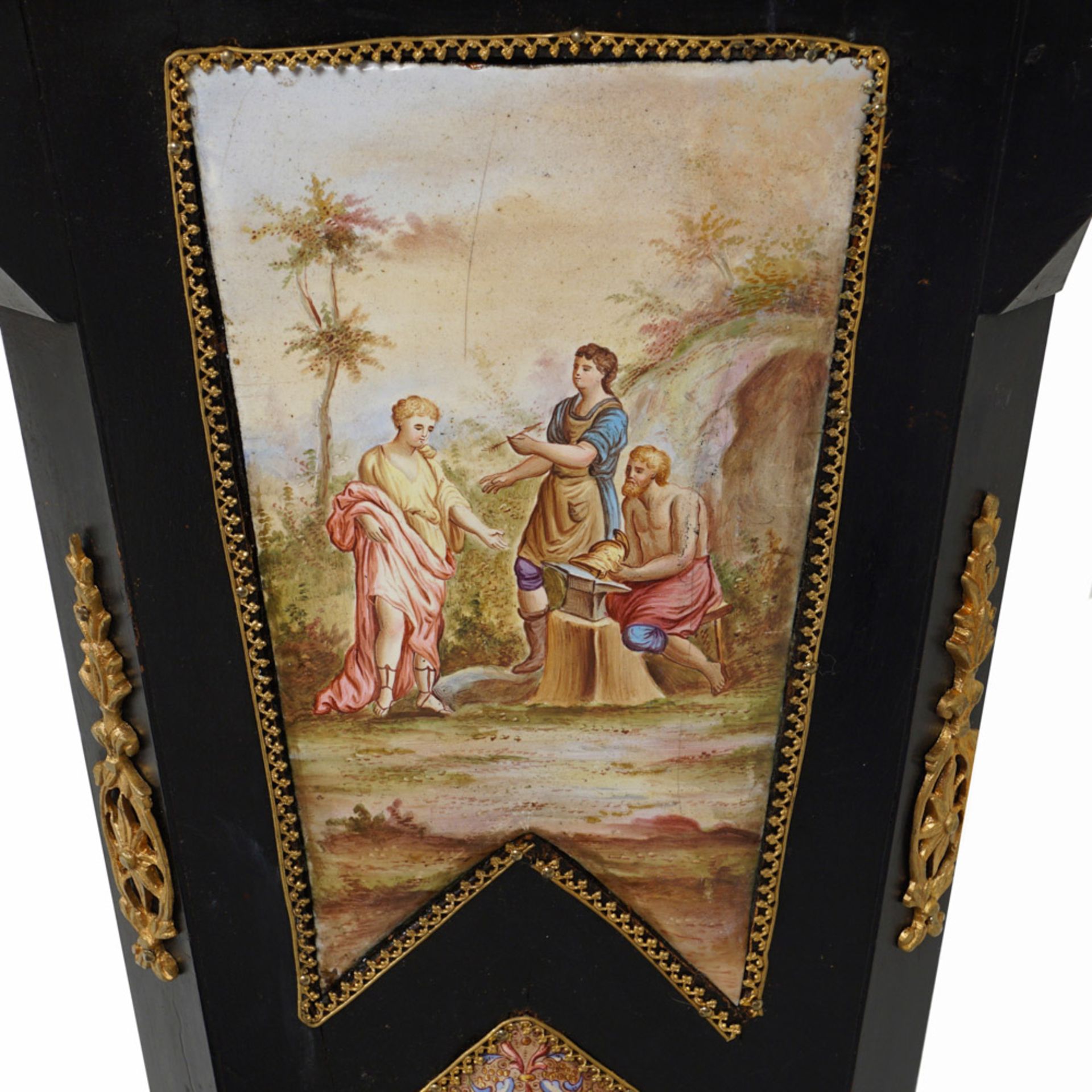 Ebonized wood and polychrome enamel column Vienna, 19th-20th century 96x38x38 cm. - Bild 5 aus 5