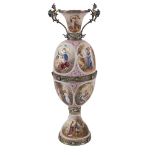 Silver and polychrome enamel vase Vienna, 19th century h. 54 cm.