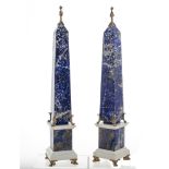 Pair of lapis lazuli obelisks Italy, 20th century h. 56 cm