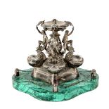 Silver sculpture with marble base Rome, 20th century 18x21x21 cm.