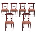 Six tainted mahogany chairs France, 19th-20th century 90x48x42,5 cm.