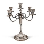 5 lights silver camdelsticks Italy, 20th century weight 767 gr.