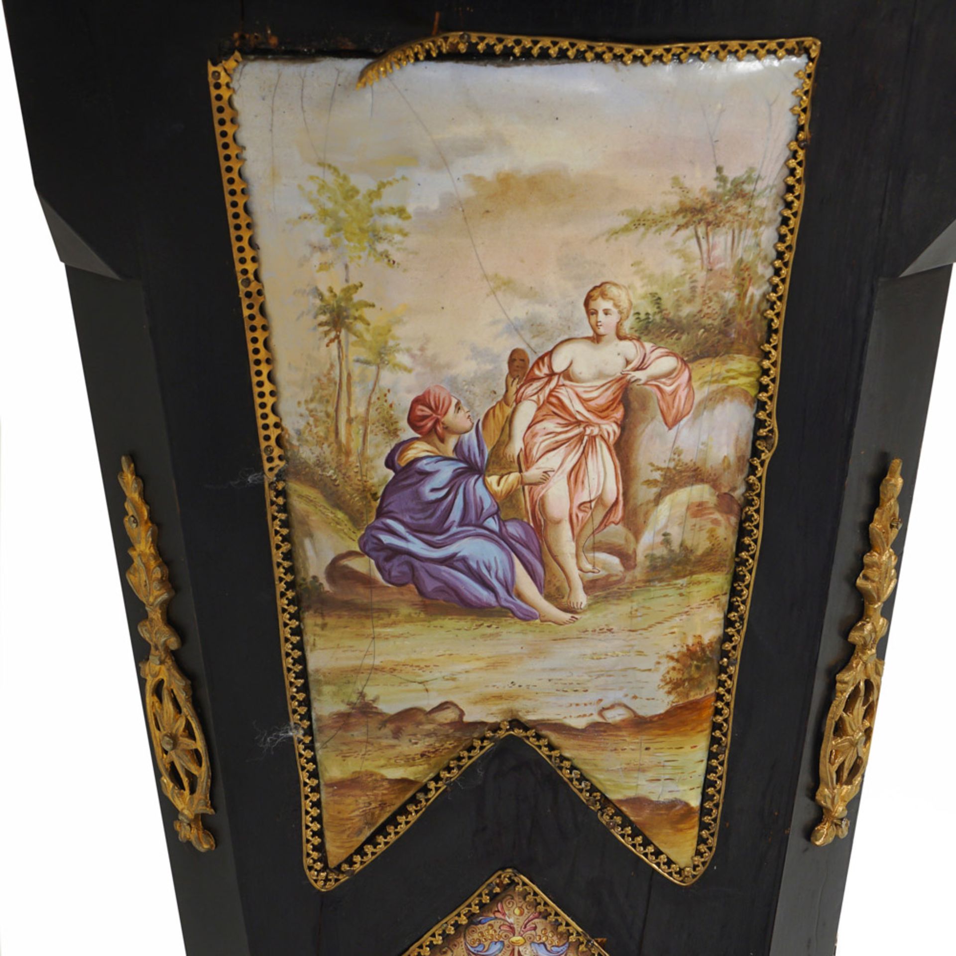 Ebonized wood and polychrome enamel column Vienna, 19th-20th century 96x38x38 cm. - Bild 2 aus 5