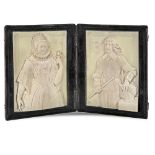 Pair of rectangular bone plaques England, 19th century 16x22 cm. plaques