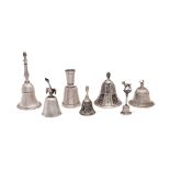 Group of silver bells (7) 19th-20th century gros weight 355 gr