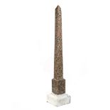 Large Assuan granite obelisk Rome, 19th century 131x23x23 cm.